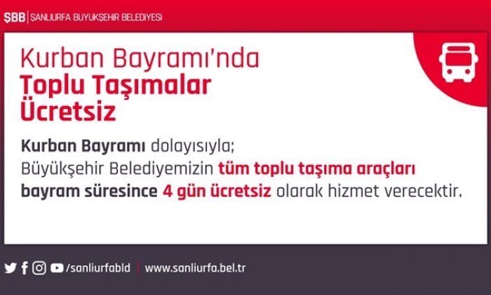 TOPLU TAŞIMA BAYRAM SÜRESİNCE ÜCRETSİZ